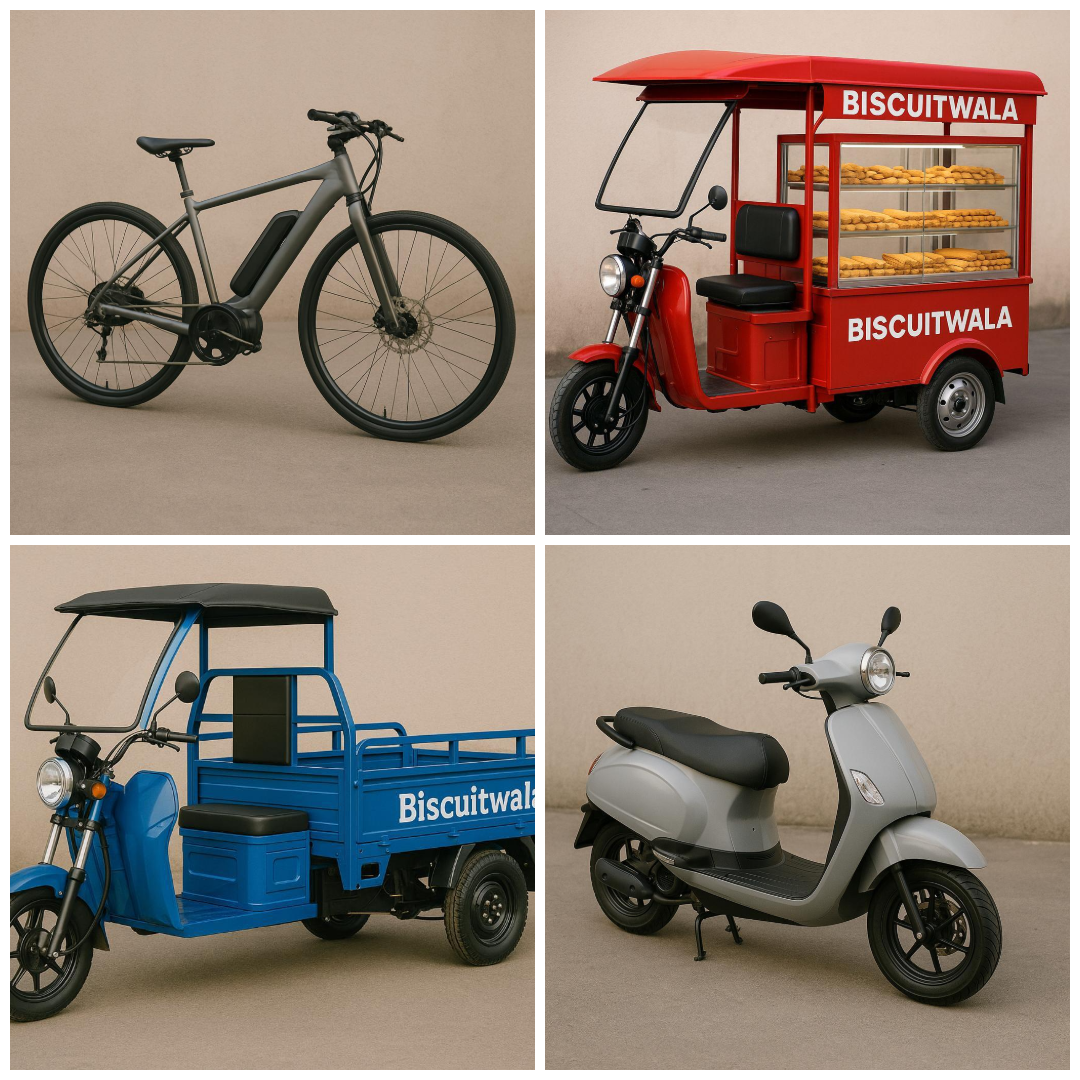 Collage of Biscuitwala Vehicles